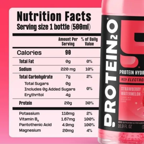 Protein20 Electrolytes Strawberry Watermelon Flavored Water - 16.9 fl oz image {1}