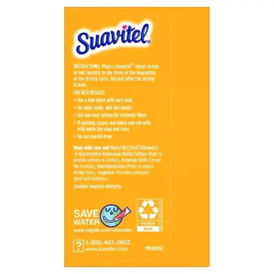 Suavitel Complete Scented Fabric Conditioner Dryer Sheets for Laundry - Morning Sun - 70 ct image {11}