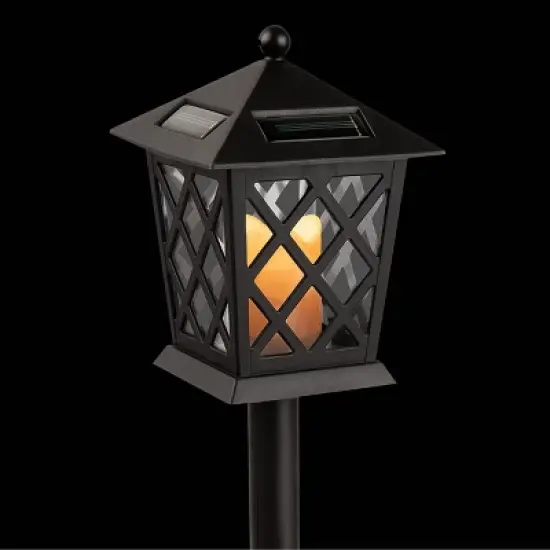 Set of 4 Outdoor Solar Powered Pathway LED Light Stakes Black - Alpine Corporation image {3}