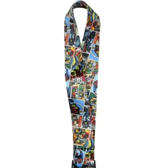 Marvel Lanyard Wristlet Comic Book Pages Wrist Strap Lanyard for Keys with 2" Rubber Keychain image {2}