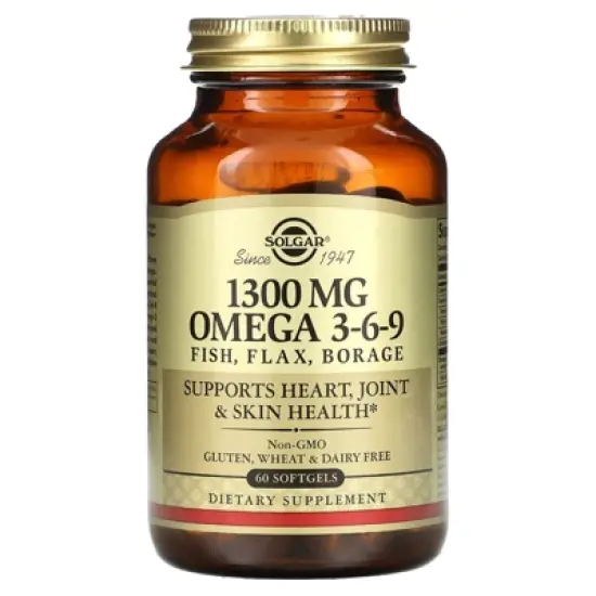 Solgar 1300 mg Omega 3-6-9 - 60 Softgels - Support for Heart, Joint & Skin Health - Non-GMO, Gluten Free - 20 Servings image {3}