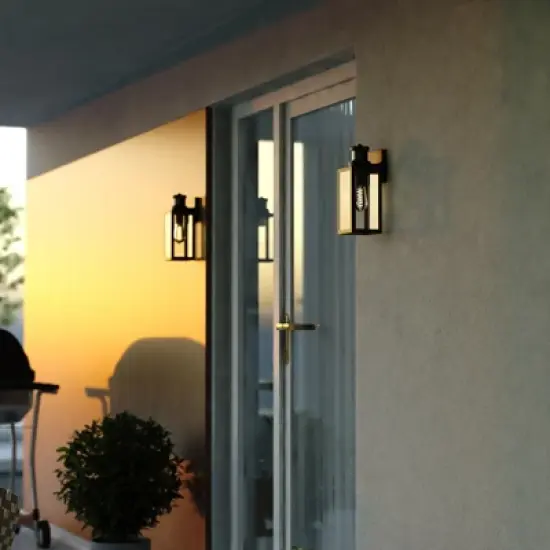 VAXCEL Lombard 4.75-in. 1 Light Black Motion Sensor Dusk to Dawn Outdoor Wall Lantern Clear Glass image {6}