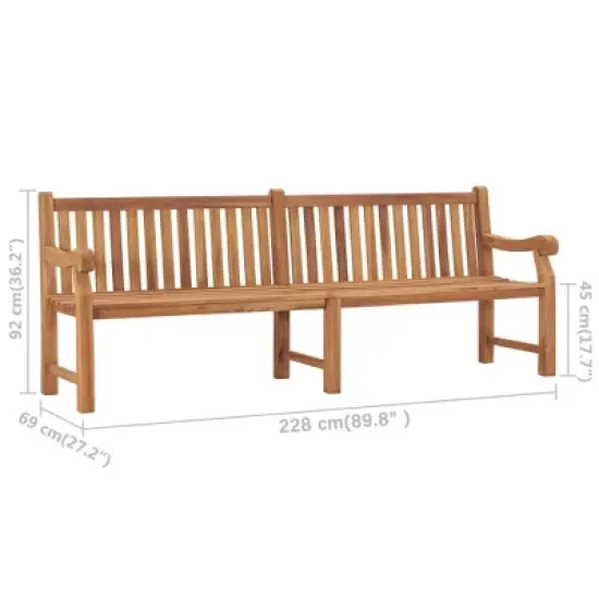 vidaXL Outdoor Patio Bench 2-Seater Garden Bench Loveseat Solid Wood Teak - 89.8" x 27.2" x 36.2" image {6}