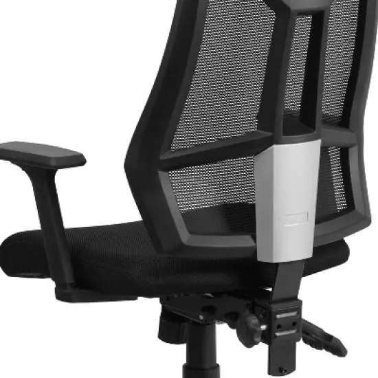 Flash Furniture High Back Black Mesh Multifunction Swivel Ergonomic Task Office Chair with Adjustable Arms image {5}