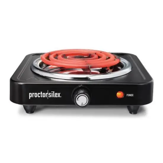 Proctor Silex Single Burner: 1200W Metal Hot Plate for Cooking, Black, Portable Electric Cooktop image {3}