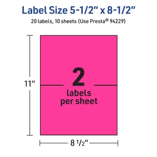 Avery Neon Magenta Paper Labels, 5.5" x 8.5" Rectangle image {4}