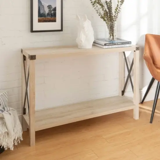 Sophie Rustic Industrial X Frame Entry Table - Saracina Home image {1}