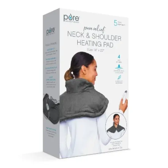 Pure Enrichment PureRelief  with 4 Heat Settings and Magnetic Closure Neck and Shoulder Heating Pad  - 14" x 22" - Charcoal Gray image {7}