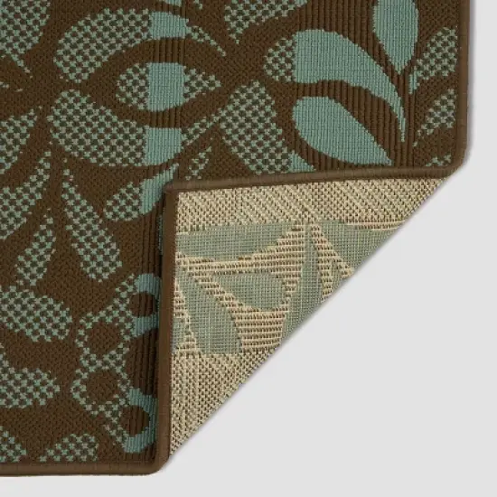 Henley Floral Outdoor Rug Brown/Blue - Christopher Knight Home image {3}