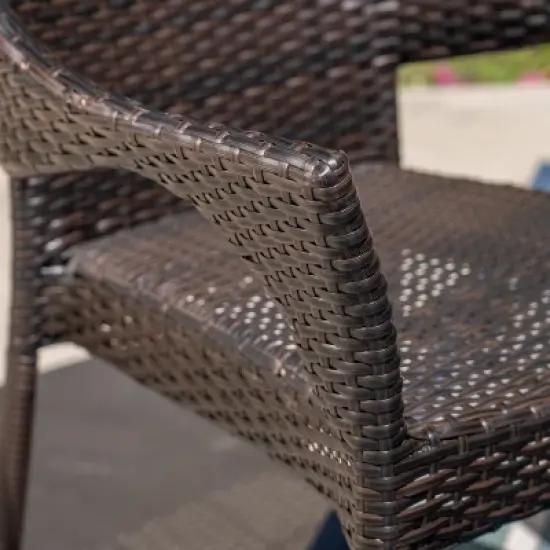 Clint 7pc Acacia and Wicker Dining Set - Teak/Brown - Christopher Knight Home image {1}