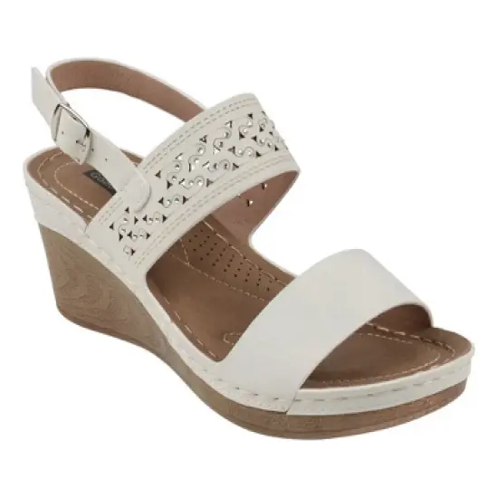 GC Shoes Foley Perforated Comfort Slingback Wedge Sandals image {7}
