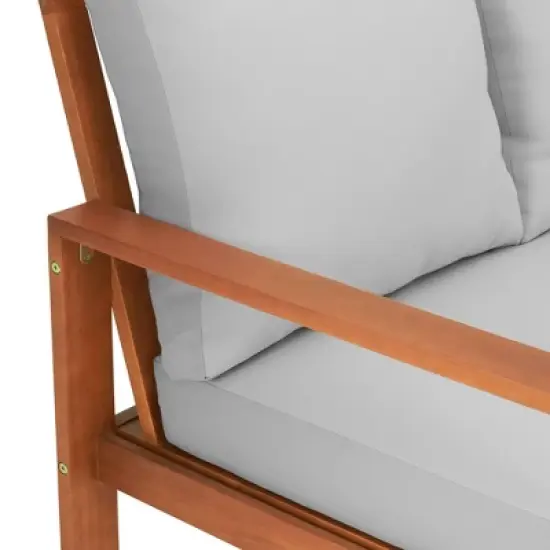 Grafton Eucalyptus 2 Seat Outdoor Bench with Cushions - Gray/Natural - Alaterre Furniture image {6}