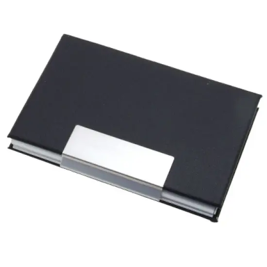 Unique Bargains Metal Business Cards/magnet card/ID Holder Coated Leather - Black image {2}