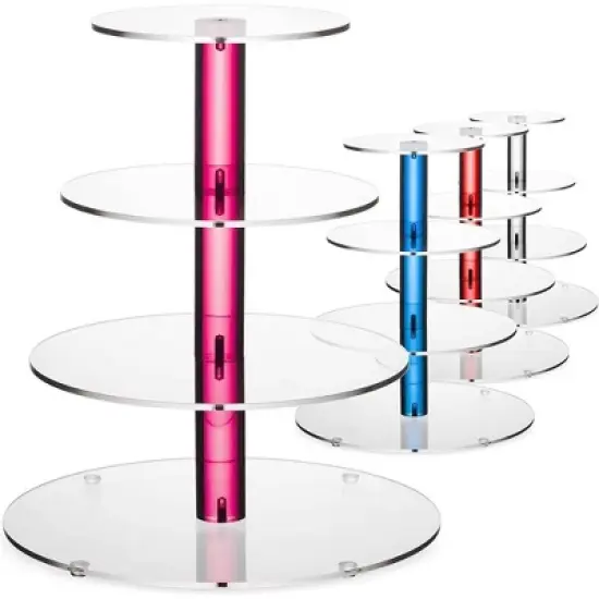 4-Tier Acrylic Cupcake Stand for 36 Cupcakes, Cupcake Tower Made with Finest Food Grade Acrylic, Cupcake Holder Designed with Glassy Stem image {4}
