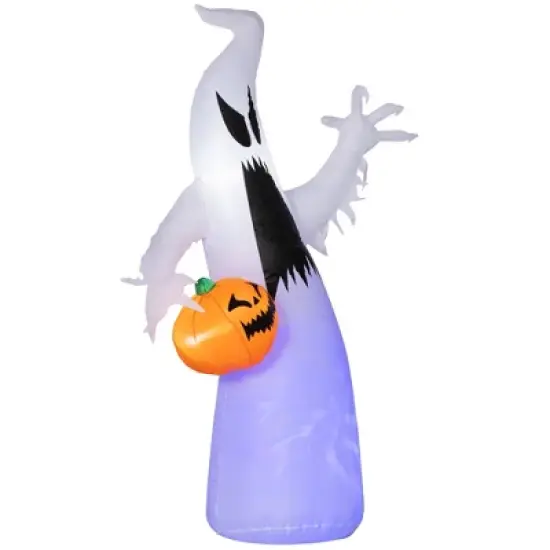 5.9' Halloween Inflatable Outdoor Decoration Ghost with Pumpkin, Blow Up LED Yard Decor for Garden, Lawn, Party, Holiday, Waterproof, Purple image {9}