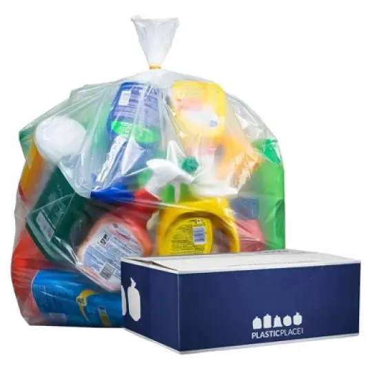 Plasticplace 95-96 Gallon Trash Bags, 1.5 Mil, Clear, 61" x 68" (25 Count) image {2}