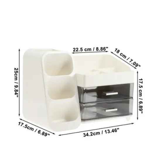 Unique Bargains Three-Layer Makeup Organizer with Drawer White 1 Pc image {3}