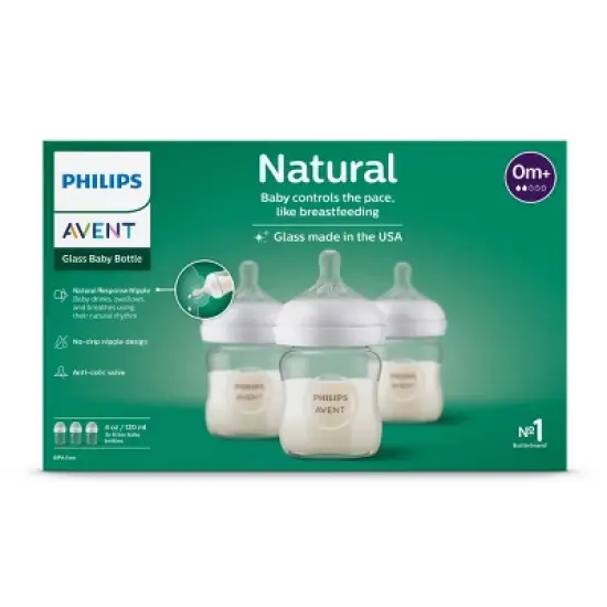 Philips Avent Glass Baby Bottle with Natural Response Nipple - 4oz/3pk image {8}