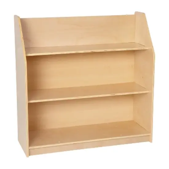 Flash Furniture Natural Wooden 3 Shelf Book Display with Safe, Kid Friendly Curved Edges - Commercial Grade for Daycare, Classroom or Playroom Storage image {10}