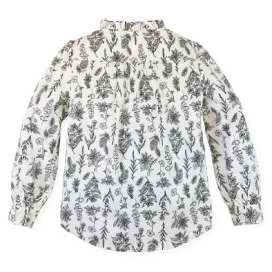 Hope & Henry Girls' Long Sleeve Ruffle Neck Button Down Blouse with Pintucking , Toddler image {3}