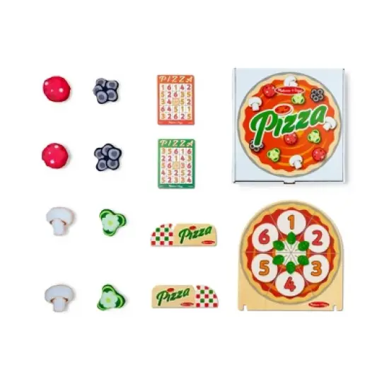 Melissa & Doug Wooden Double-Sided Pizza Topping Toss Games Bean Bag Target Game, Bingo, Tic-Tac-Toe, Matching, Number image {3}