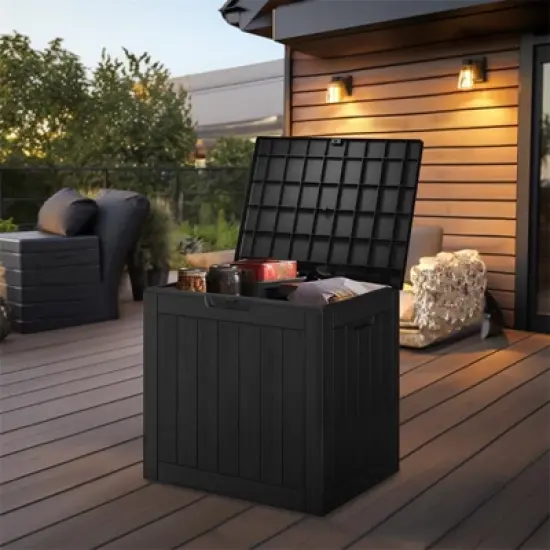 BI&SEA 30 Gallon Waterproof Deck Box-053,Lockable Resin Storage Box for Patio Furniture Cushions Garden Tools and Outdoor Delivery Storage image {3}