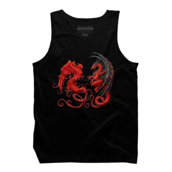 Men's Design By Humans Phoenix vs Dragon By chriskar Tank Top image {4}