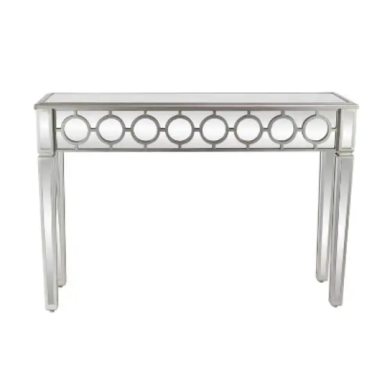 Glam Mirror and Wood Patterned Console Table Silver - Olivia & May image {1}