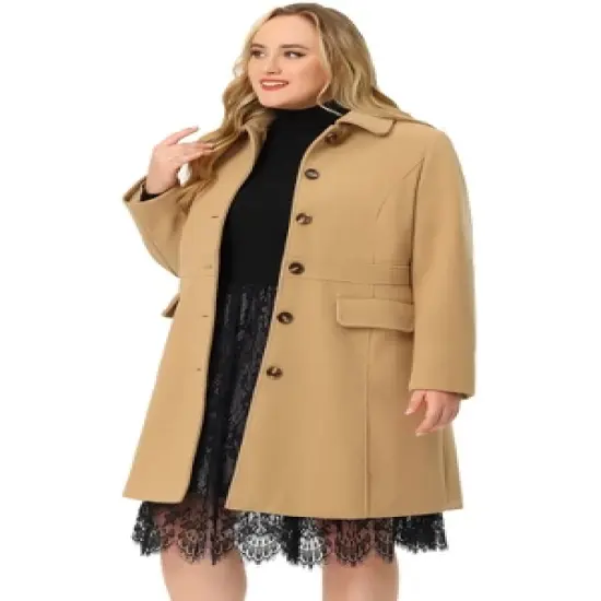 Agnes Orinda Women's Plus Size Winter Outerwear Single Breasted Long Overcoats image {2}