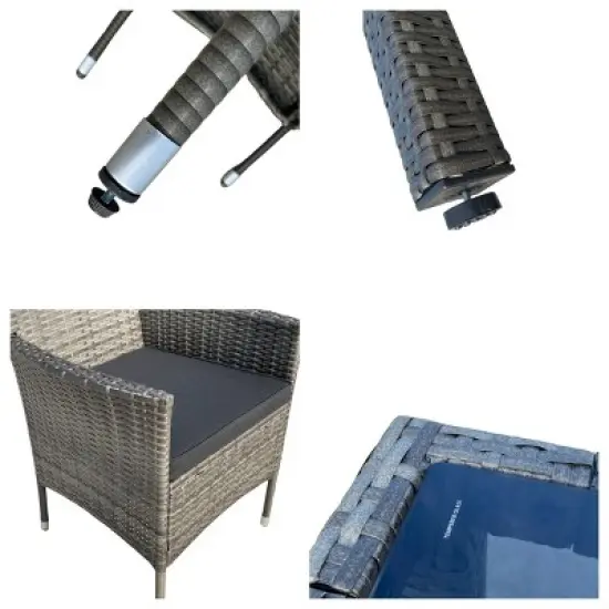 9 Piece Outdoor Wicker Garden Dining Set,Patio Wicker Furniture Set,Wicker Dining Table and 8 Chairs with Glass Top Table and Cushion-Coolbibila image {6}