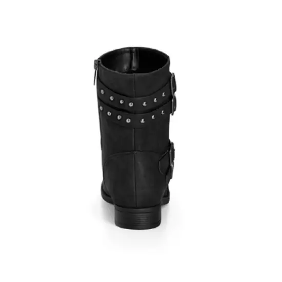 Women's WIDE FIT Joy Moto Boot - black | EVANS image {1}