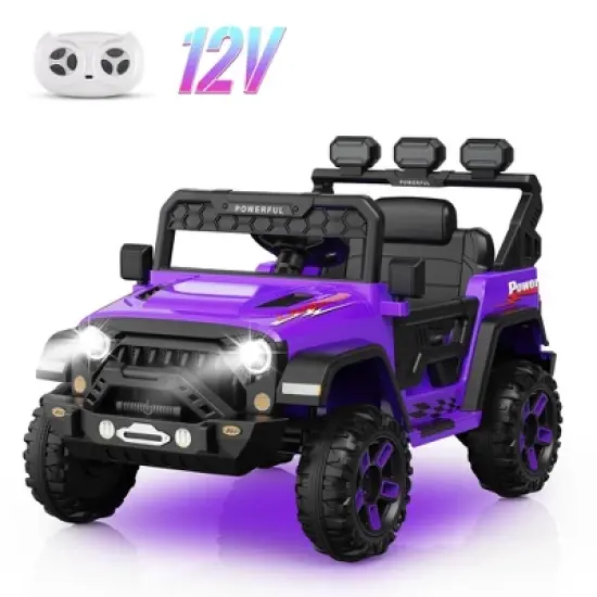 12V Kids Ride-On Truck with Remote Control, 3-Speed Electric Car with Music, LED Lights, Safety Features, Battery Power Wheels Car for Kids image {9}