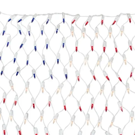 Northlight American Flag Mini Net Style Lights - 2' x 2.75' - Red, White and Blue - White Wire image {3}