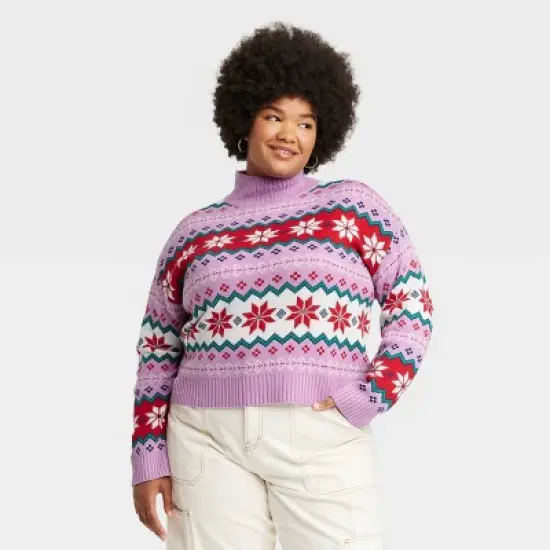 Women's Argyle Graphic Sweater - Purple image {4}