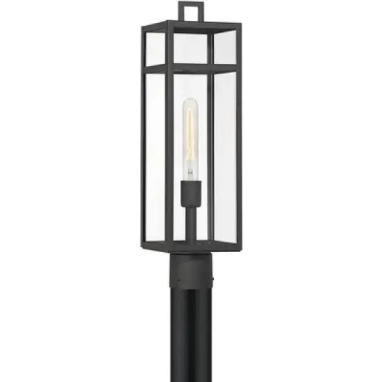 John Timberland San Lucas 21 3/4" High Modern Outdoor Post Light Fixture Pole Porch House Exterior Weatherproof Sand Black Metal Clear Glass Shade image {8}