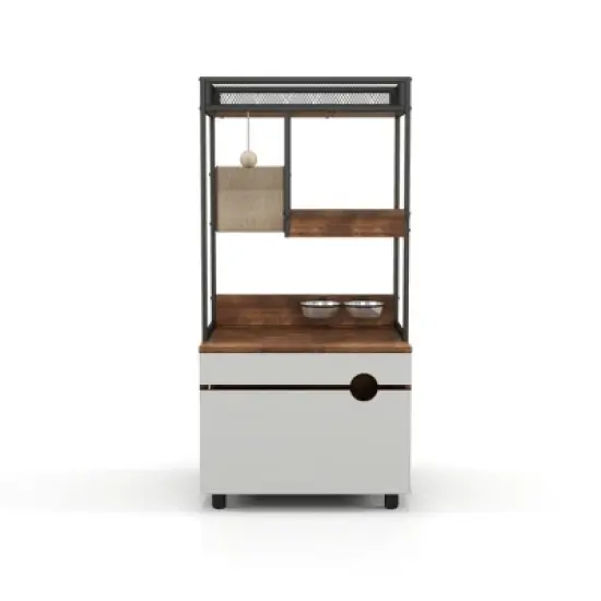 Lirago White Vintage Cat Litter Box Enclosure with Tower-48"H Pet Furniture 23.6x18.9 image {9}