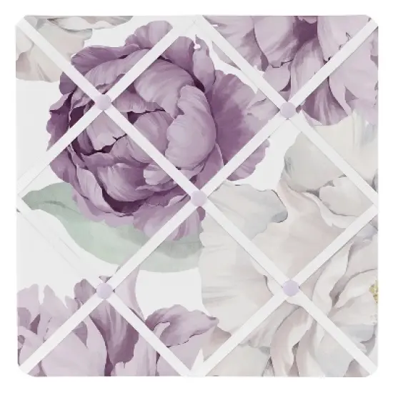 Sweet Jojo Designs Girl Fabric Photo Memo Board Peony Floral Garden Purple Ivory image {3}