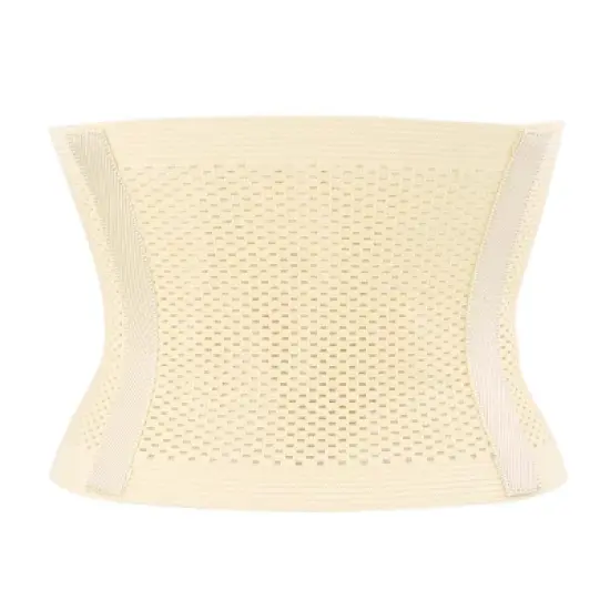 Unique Bargains Mesh Breathable Postpartum Belly Abdominal Shaping Belt Waist Wrapping Shaper Cincher Corset Shapewear Beige L image {7}