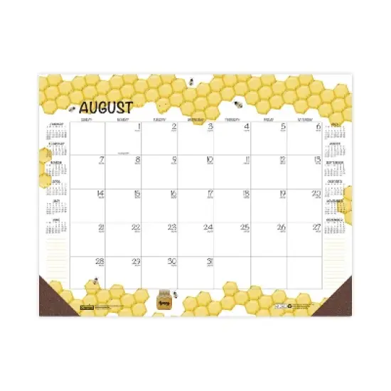 Academic Year Recycled Honeycomb Desk Pad Calendar, 22 x 17, White/Multicolor Sheets, 12-Month (Aug to July): 2025 to 2026 image {4}