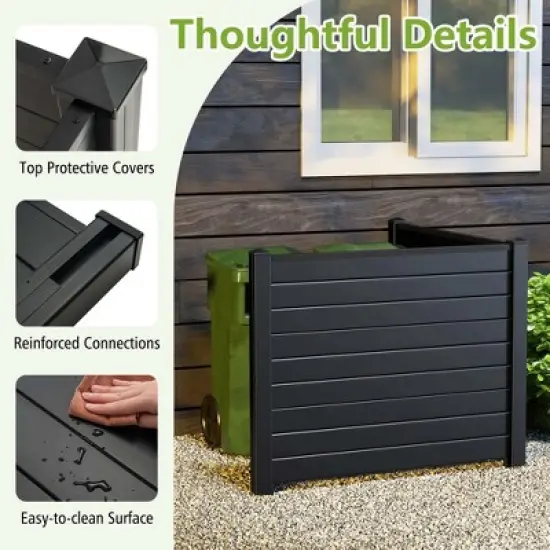 Costway 48"L x 37.5"H Air Conditioner Fence with 3 Ground Stakes Black/White image {5}