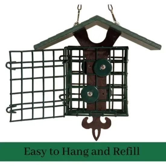 JCs Wildlife Fleur de Lis Suet Feeder with Eco-Friendly Poly Lumber Roof - Holds 2 Seed or Suet Cakes image {2}
