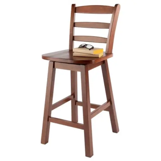 Scalera Ladder Back Swivel Seat Barstool Walnut - Winsome image {8}