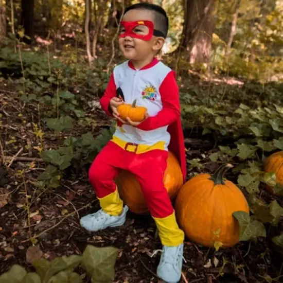 RYAN'S WORLD Red Titan Baby Zip Up Costume Coverall Cape and Mask 3 Piece Set Infant  image {7}