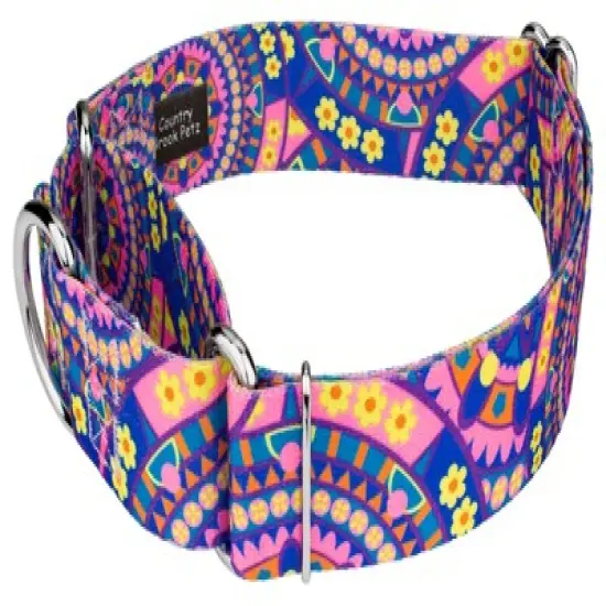Country Brook Petz 1 1/2 Inch Blue Boho Mandala Martingale Dog Collar image {2}