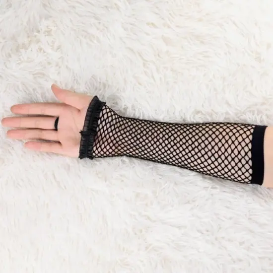 Unique Bargains Women's Elastic Fabric Fingerless Fishnet Arm Warmers image {1}