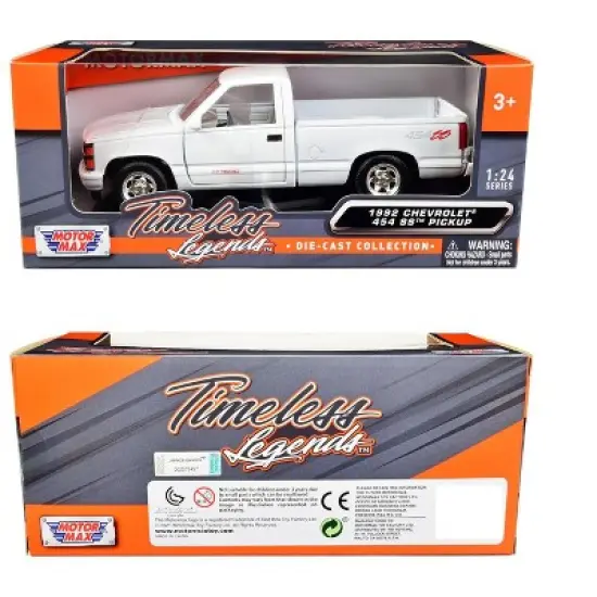 1992 Chevrolet 454 SS Pickup Truck White 1/24 Diecast Model Car by Motormax image {2}