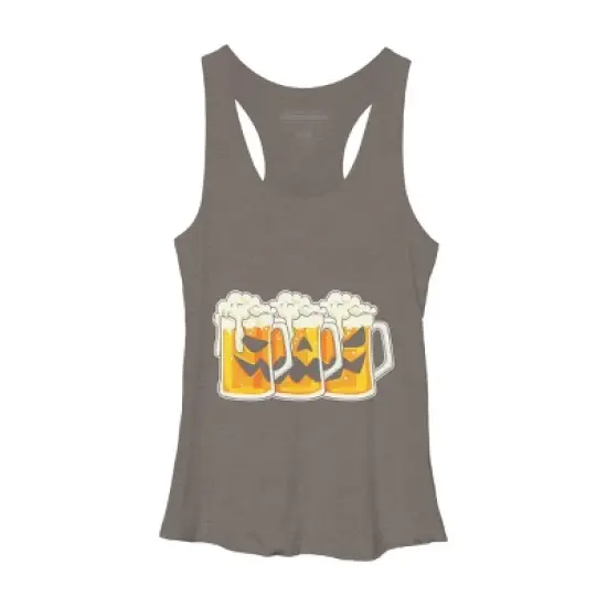 Women's Design By Humans Halloween Jack O Lantern Beer Drinking By RedBirdLS Racerback Tank Top image {9}