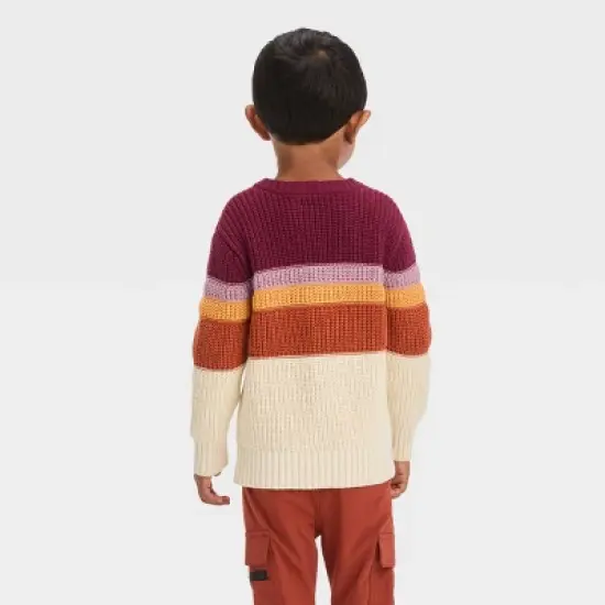 Toddler Boys' Colorblock Sweater - Cat & Jack&trade; Burgundy image {1}