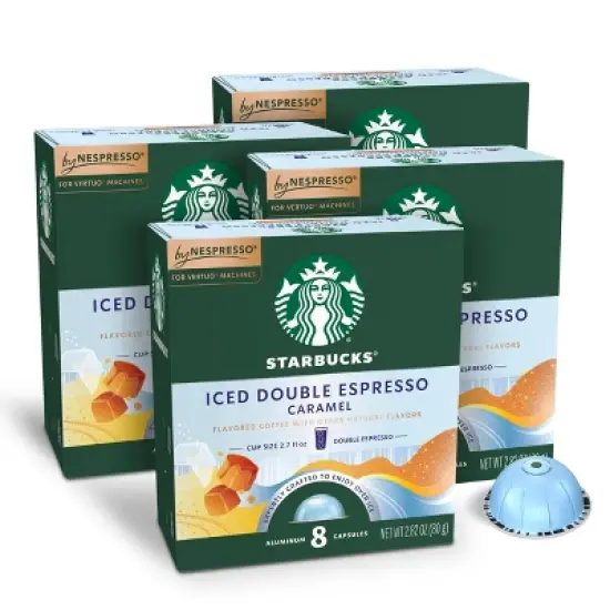 Starbucks by Nespresso Vertuo Line Iced Double Espresso Caramel Flavored Light Roast Coffee Pods image {10}