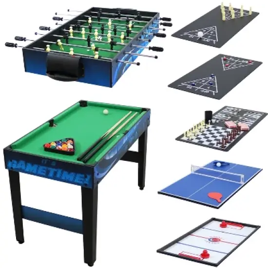 Sunnydaze 10-in-1 Multi-Game Table with Billiards, Foosball, Hockey, Ping Pong, Chess, Checkers, Backgammon, Shuffleboard, Bowling, and Cards - 49.5" image {12}